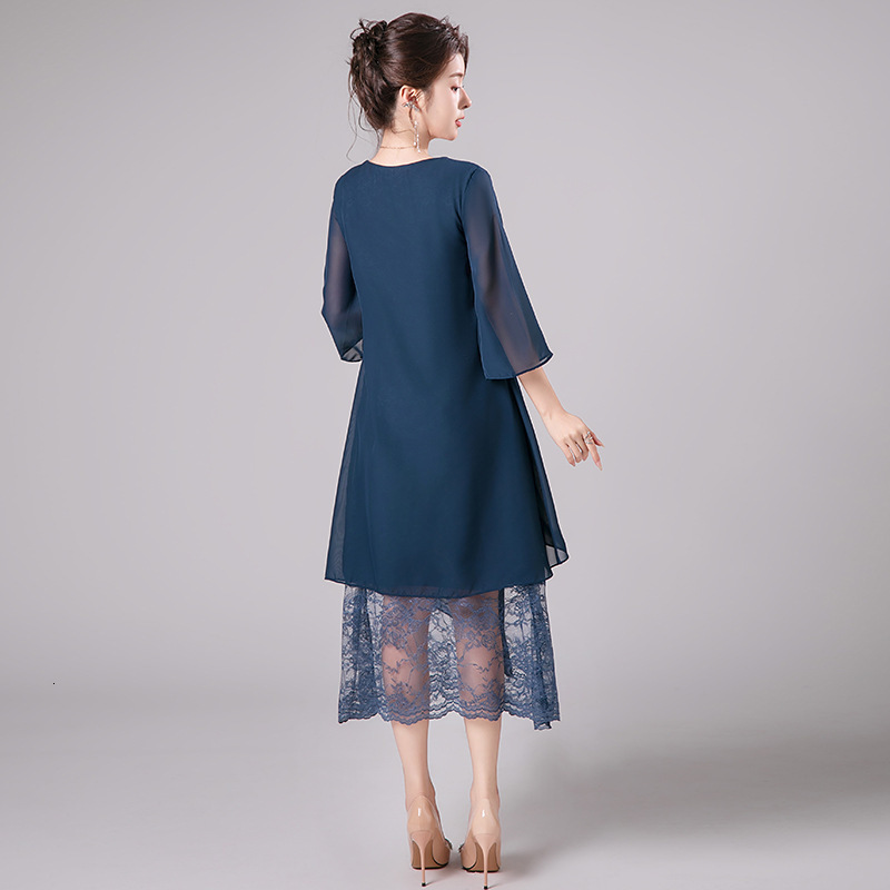 Plus Size Chiffon Dress 2025 Autumn New Slimming Belly Covering Fashionable Age-Reducing Party Trendy Dress 241010