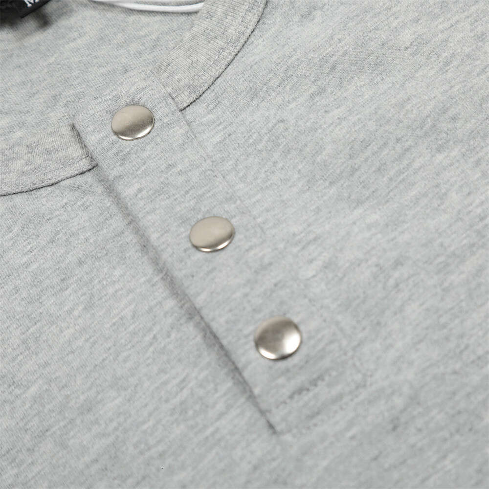 Spring and Autumn Simple Solid Color Base Shirt Men's T-Shirt Trendy American Style Half Button Round Neck Long Sleeve Top INS Tee