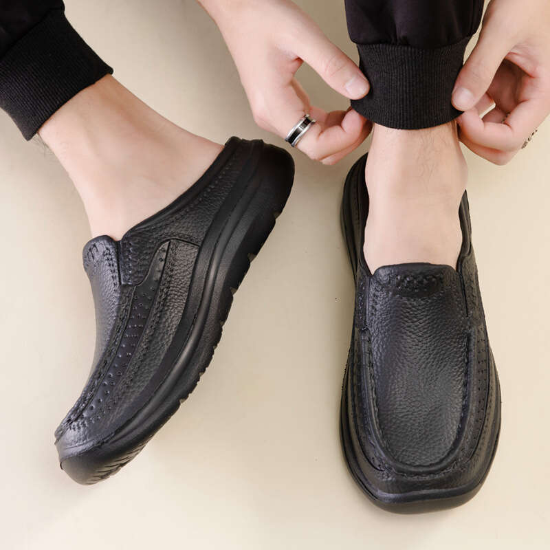 2023 Summer New One Step Driving Chef Shoes Large Baotou Lazy Half Tuo Thick Bottom Slippers