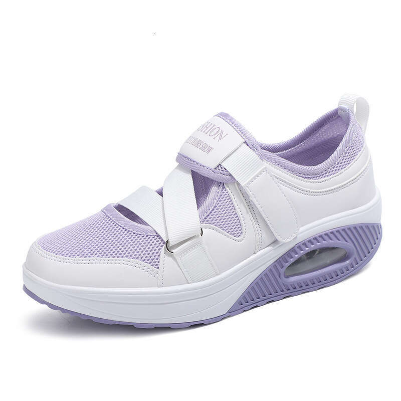 2021 Daily Velcro Round Head White Mesh Adhesive Low Top Large Women's Air Cushioned Shoes
