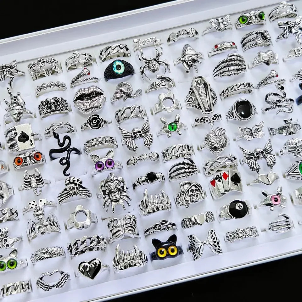 20Pieces Vintage Punk Skull Snake Rings Set For Women Men Mix Style Gothic Animal Spider Party Jewelry 251031