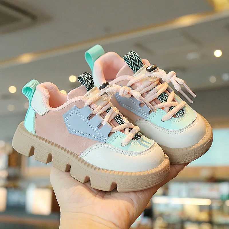 Spring Autumn Boys Casual Soft-soled Shoes Children Front Lacing Sport Shoes Children Round Toe Board Shoes Girls Color BlockingT251105