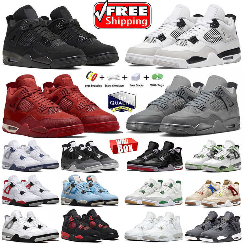 Free shipping 4 4s with Designer Basketball Shoes black cat fear pack thunder bred military blue orchid nigel sylvester white oreo seafoam men women Sneakers 36-47