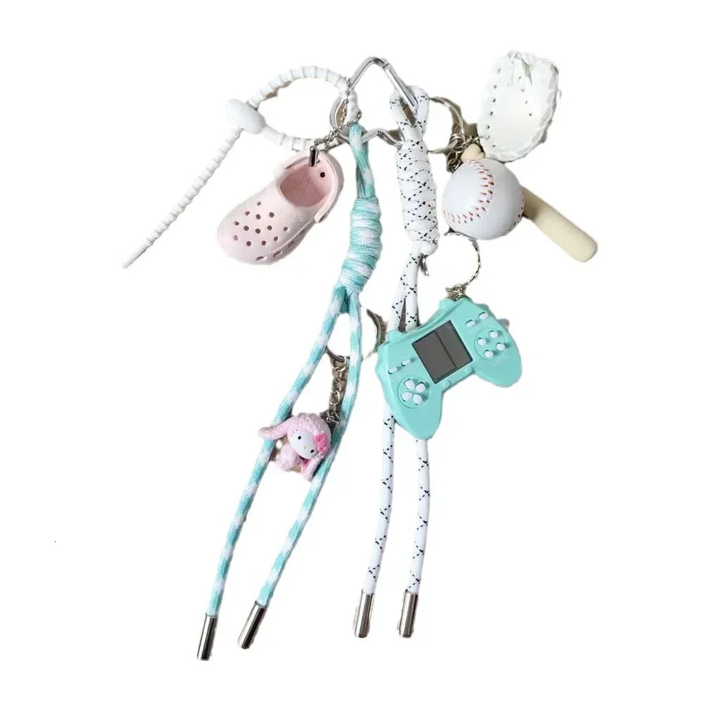 Original Macaron Color Game Console Keychain White Baseball Woven Rope Pendant Unisex Bag Pendant Bag Accessories 250403250403