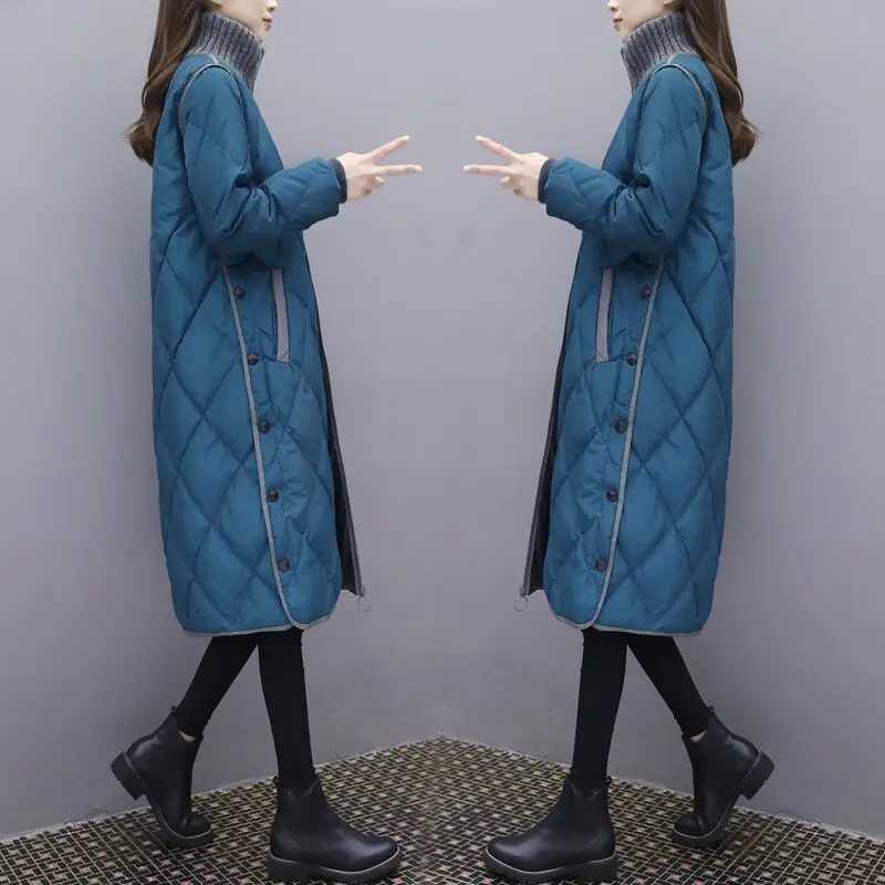 Winter New Style Down Padded Jacket Women Mid-length Korean Style Loose Cotton-padded Coat Over The Knee Padded Jacket CoatsT251105
