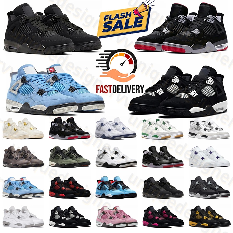 Designer 4 Basketball shoes Men Women 4s Sneakers Worn Blue Panda Purple Thunder Cool Grey Bred Sports Mens Trainers Sneakes 36-47