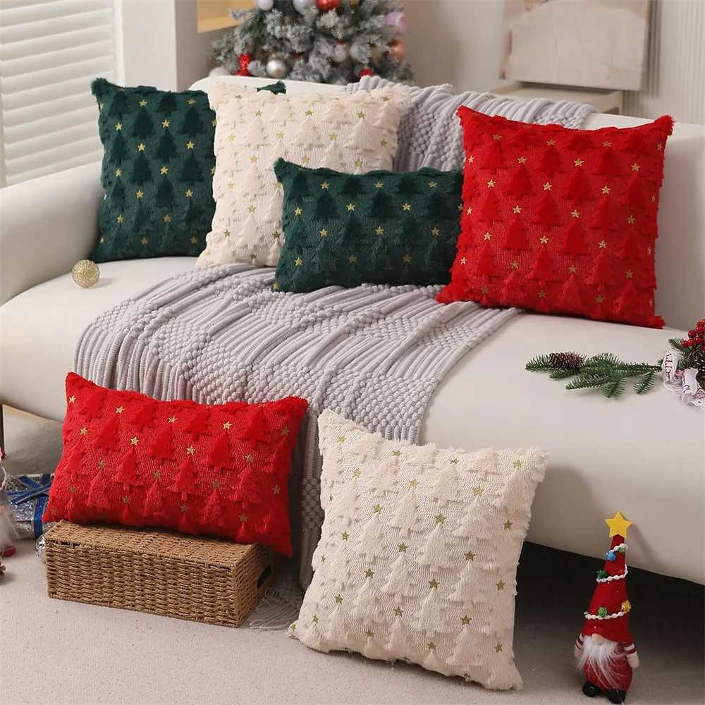 1pc Christmas Decorative Throw Cushion Set - Knitted Christmas Tree/Christmas Santa Pattern for Living Room Sofa Cushion Cover Y251105