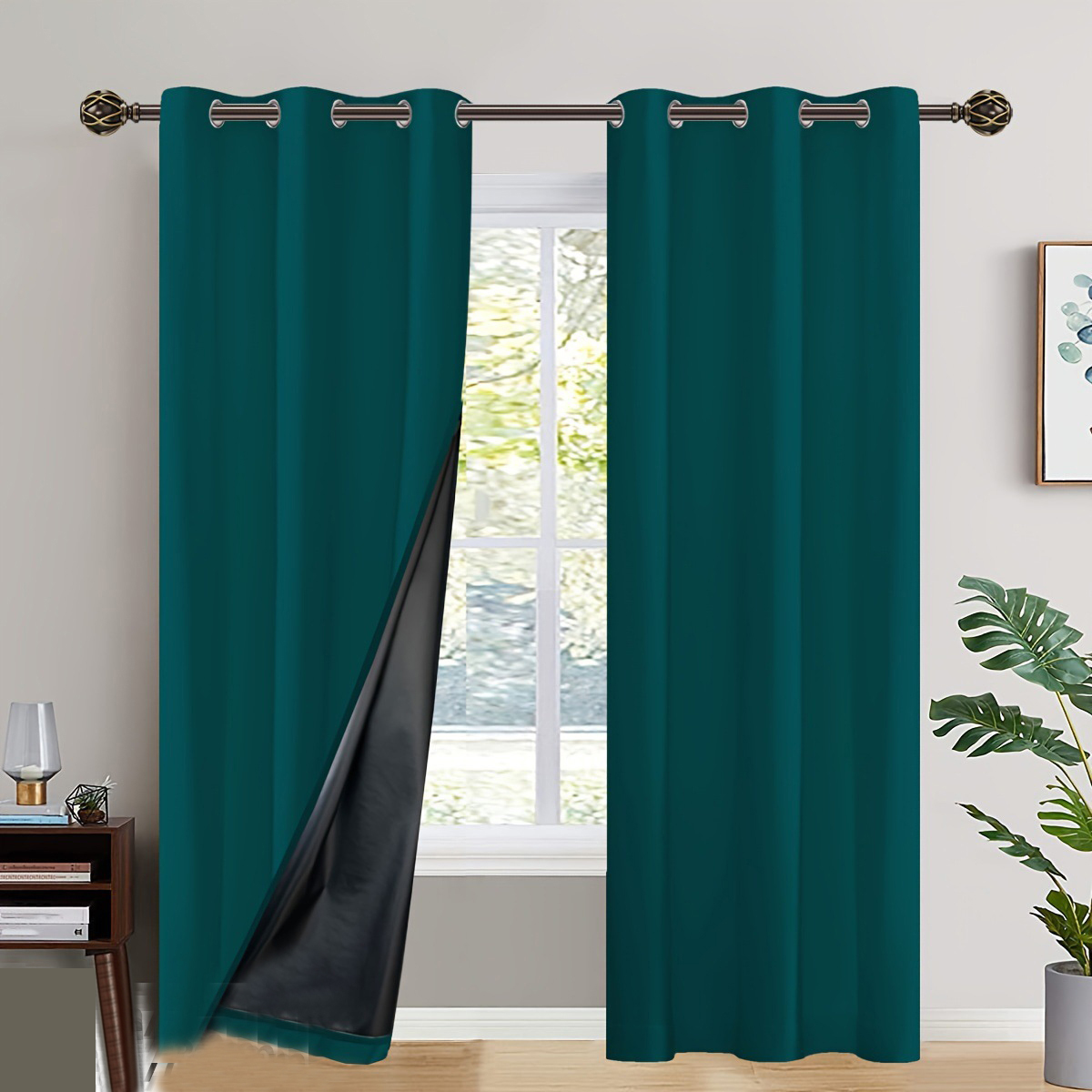 D3 Blackout Curtain, Heat-Insulated Grommet Curtains For Bedroom Darkening, Noise Reduction Curtains For Living Room