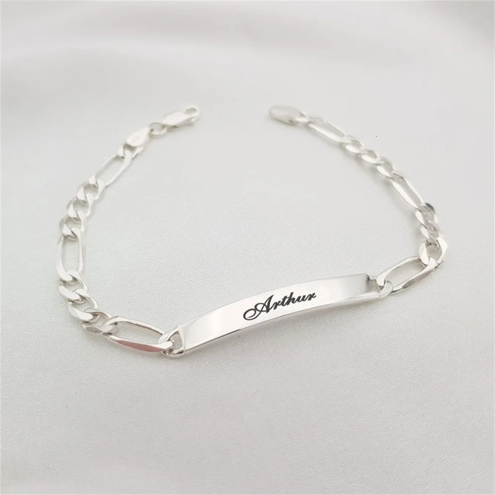 Fashion Customized Words Bracelet For Women Stainless Steel Figaro Chain Custom Engraving Nameplate Name Bracelets Bangle Gift 250327