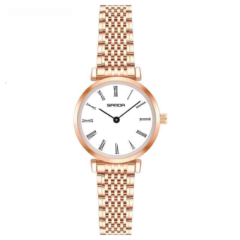 DHwatches Sanda New Watch Fashion Trend Simple Diamond-Studded Roman Numerals Steel Band Waterproof Women's Wristwatch