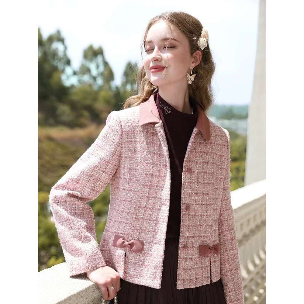 Small Fragrant Wind Tweed Cotton Unique Coat For Women Autumn Winter Outerwear New Short Jackets