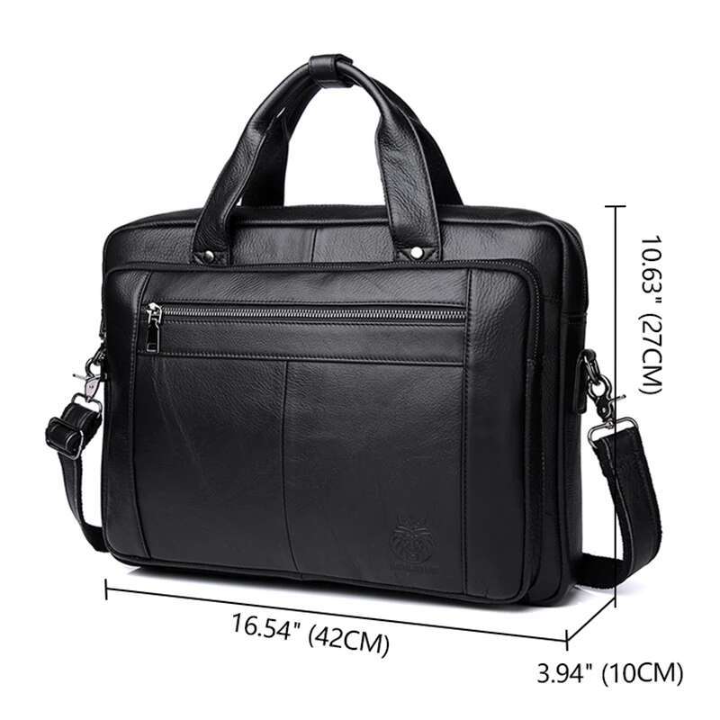 SCHLATUM Genuine Leather Bussiness Briefcases Black For Men Handbags Laptop Briefcase Bags 16 Inch Office Computer Bag