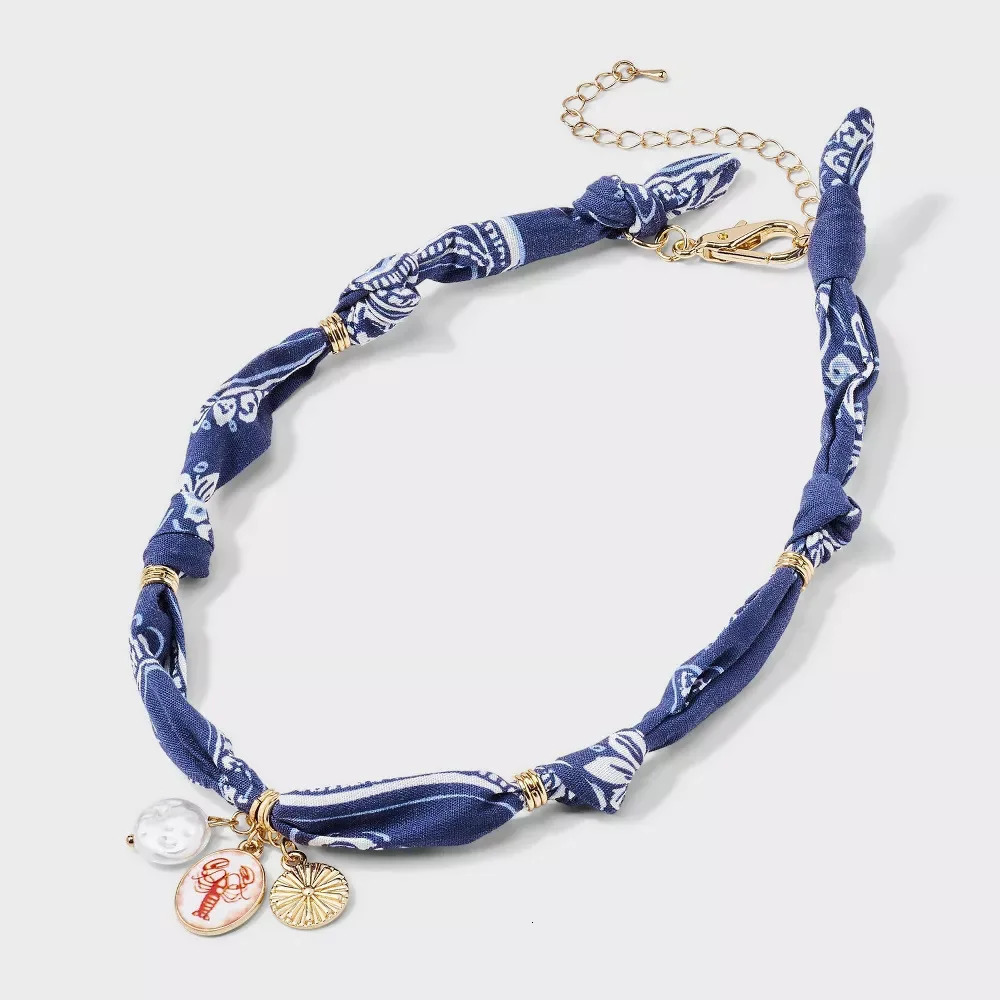 Colorful Rope Heart Pearl Flower Necklace Womens Sweet Fabric Charm Necklace Fashion Stainless Steel Pendant Necklace Accessory 251031