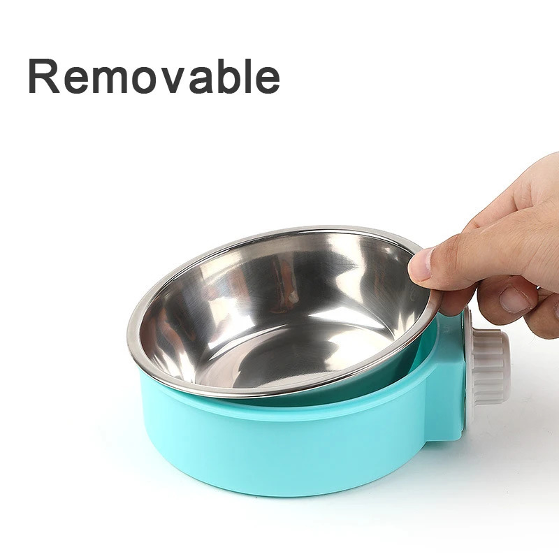 Pet feeding bowl hanging anti slip cat and dog food bowl stainless steel small dog water dispenser can be fixed on the cage pet supplies 250403