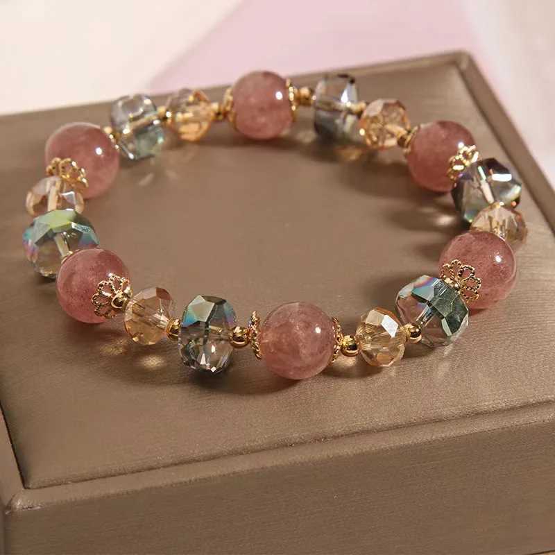 Handmade Beaded Strawberry Colour Crystal Fashionable and Versatile Accessories for Women C251105
