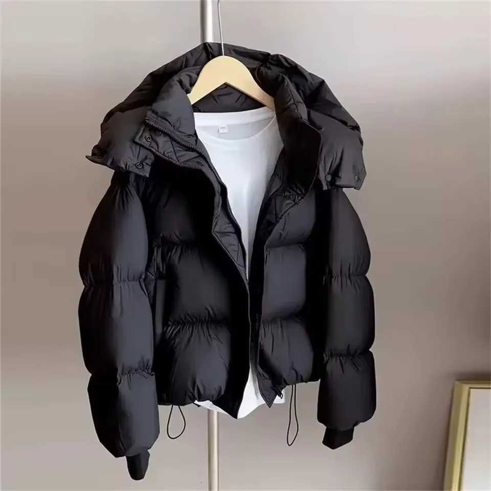 Women Fashion Lightweight Hooded Down Cotton Coat Female Loose Casual Warm Parkas Outerwear 2025 New Autumn Winter JacketT251105