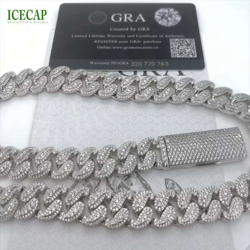 New Design Iced Out Diamond Jewelry White Gold Plated VVS Moissanite Cuban Link Chain Hip Hop Custom Charm Necklace for Men