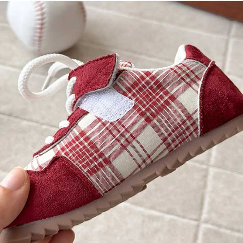 Fashion Plaid Boys Girls Casual Shoes PU Hook Loop Children Sneakers Spring Autumn Soft Non Slip Toddler Kids Sport ShoesT251105