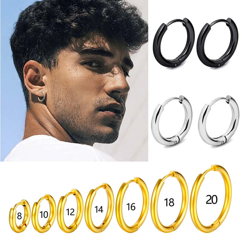 1 Pair Stainless Steel Hoop Earrings Women Men Gold Color Small Earrings Girl Jewelry Pendientes Mujer Aretes Cartilage Piercing 251131