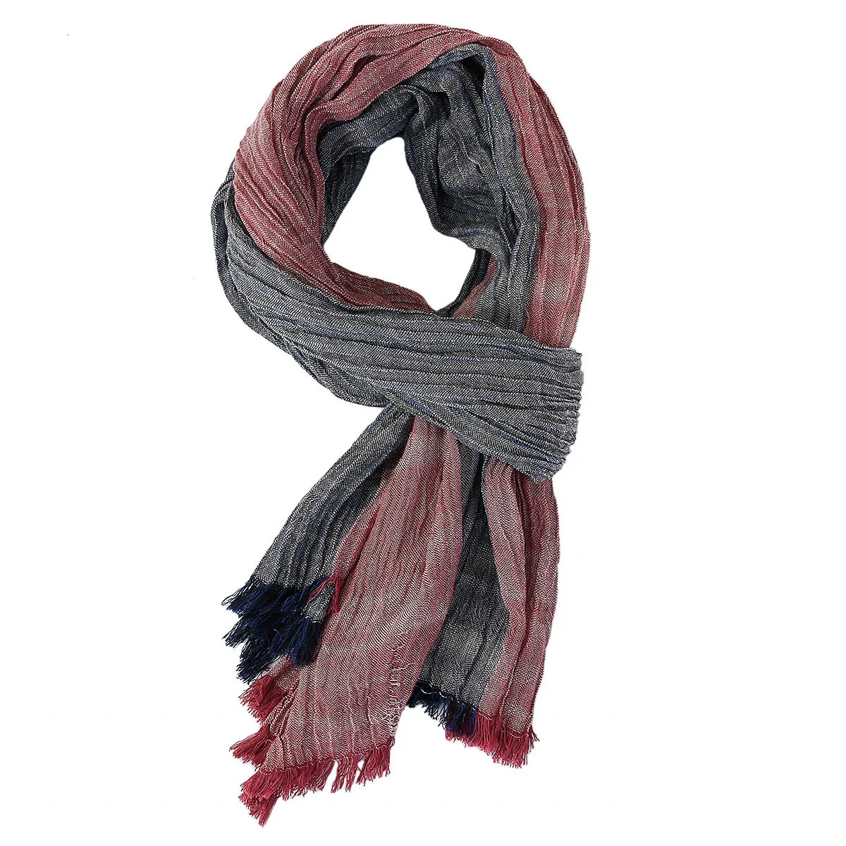 er Fashion Men Scarf Striped Cotton Linen Men Scarves Autumn Winter Warm Pashmina Male Shawl Tassel Bufandas 250403