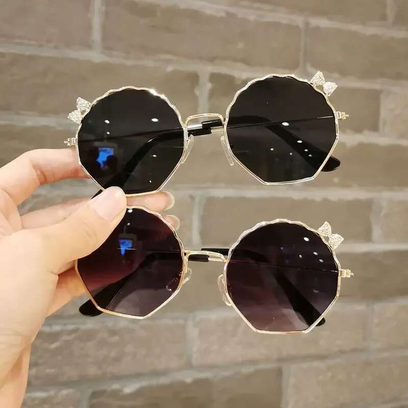 New Fashion Children's Sunglasses Boys and Girls Anti-UV Sun Baby Cute Bow Little Girl Shell Glasses Metal Frame Eyewear