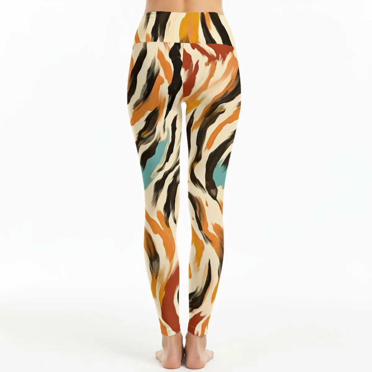 All-Over Print Women's High Waist Leggings, 4-Way Stretch Workout Yoga Pants with Side Stitch, Soft Moisture Wicking Fitness Tights