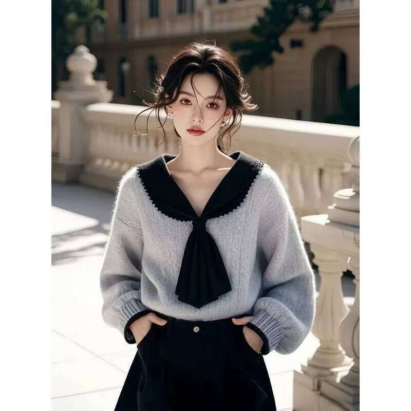 Women Clothes Spring Autumn Fashion Korean Solid Color Female Knitting Pure Desire Wind Soft Appear Thin Pullovers Sweater Tops Designer Sweater Bear 