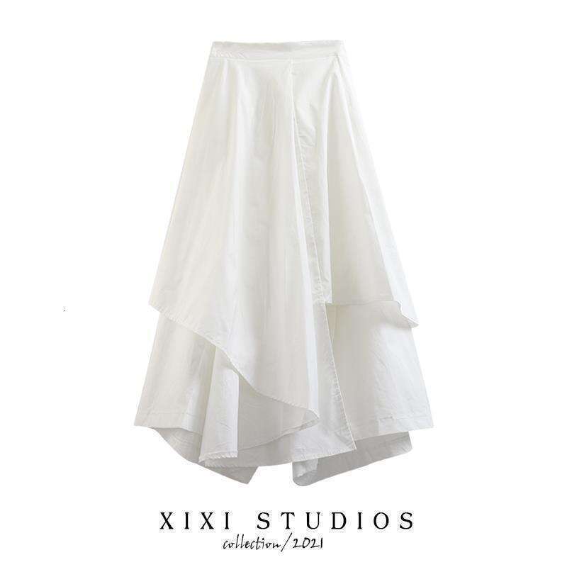 Irregular Half Women A-Line High Waist Flared Mermaid Ins Super Popular Black Japanese Style Spring Autumn Skirt Pants B5