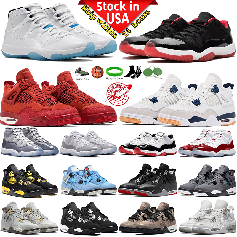 Men Women 4 4s basketball Shoes Local Warehouse Designer 11 11s Sneakers DHgate Stock in USA Military Black Bred Cool Grey Mens Womens Outdoor Sports Trainers