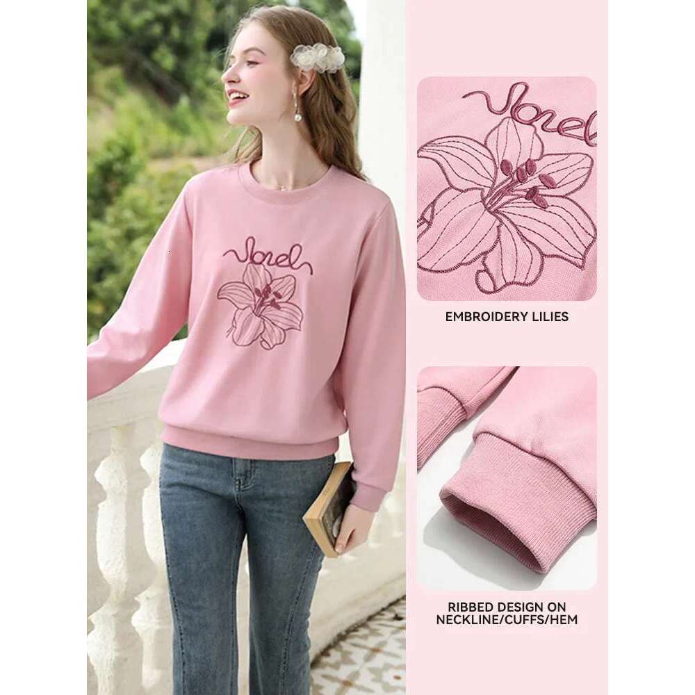 O Neck Sweatshirt Women 2025 Spring New Sweet Korean Basic Casual Loose Pullover Hoodie Hoodless Tops