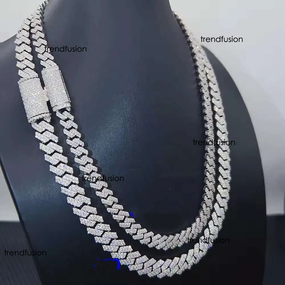 designer moissanite ice out dia 14mm wide GRA gold sterg sier cuban k chain for men fashion necklace with box