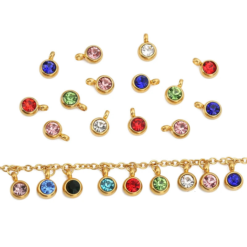 20pcs 6mm stainless steel cross welding rings beads crystal charm pendants necklaces bracelets jewelry making DIY 250325