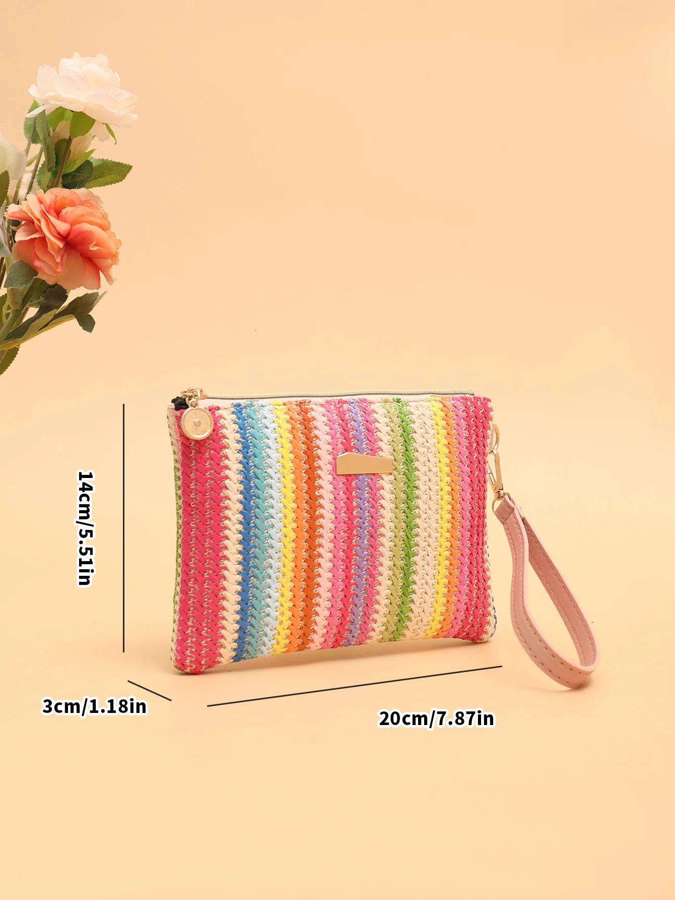 Beach Fashion Rainbow Woven Bag Womens Season Clutch Bag Changes Small Bag Fresh Foreign Style Womens Bag 250402
