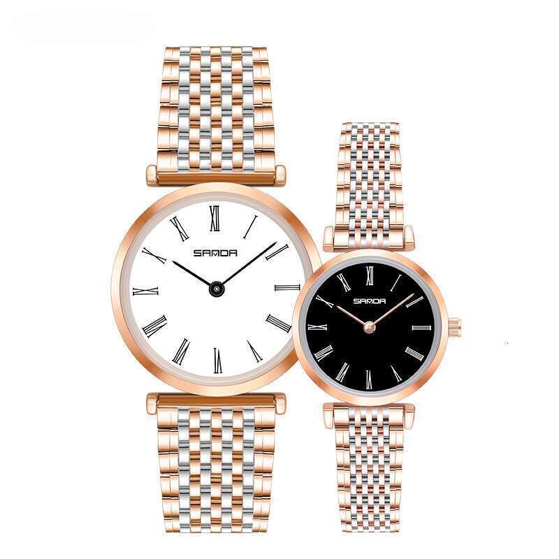 DHwatches Sanda New Watch Fashion Trend Simple Diamond-Studded Roman Numerals Steel Band Waterproof Women's Wristwatch