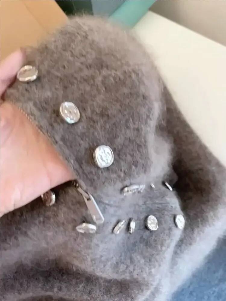 winter jacket women Luxury Knitted Cardigan Double Breasted Sweater Coat Women Autumn High-end Lazy Zipper Y2k Knit Top