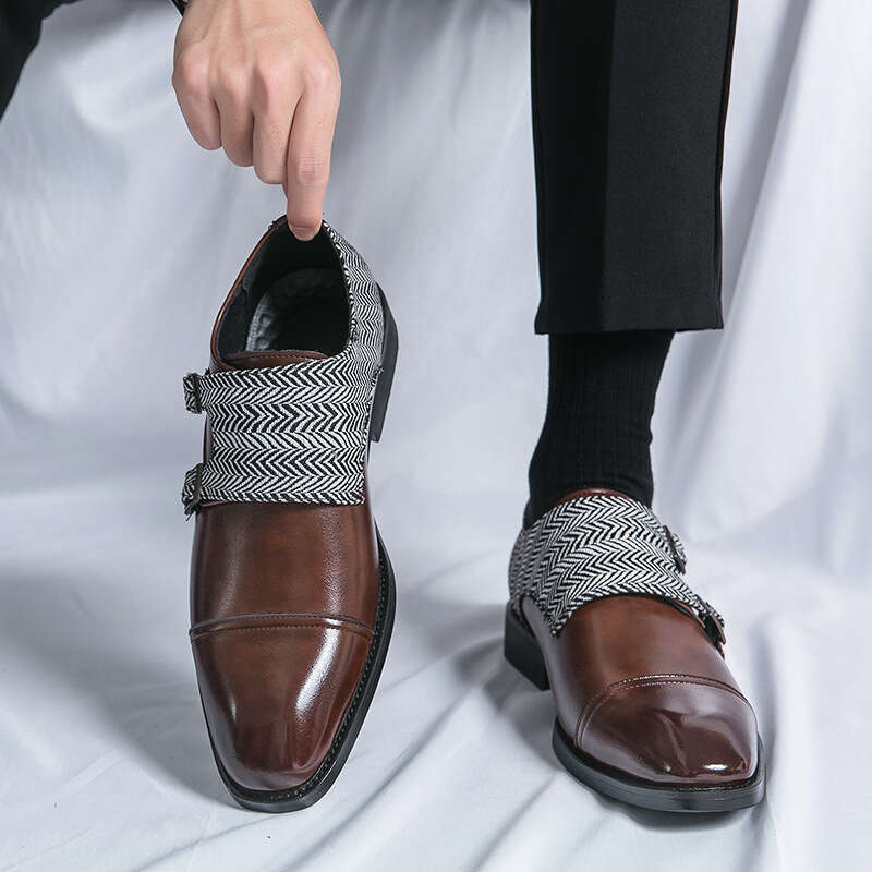 Large men's sizes 38-48, monk shoes, spring and autumn new double breasted business dress leather shoes
