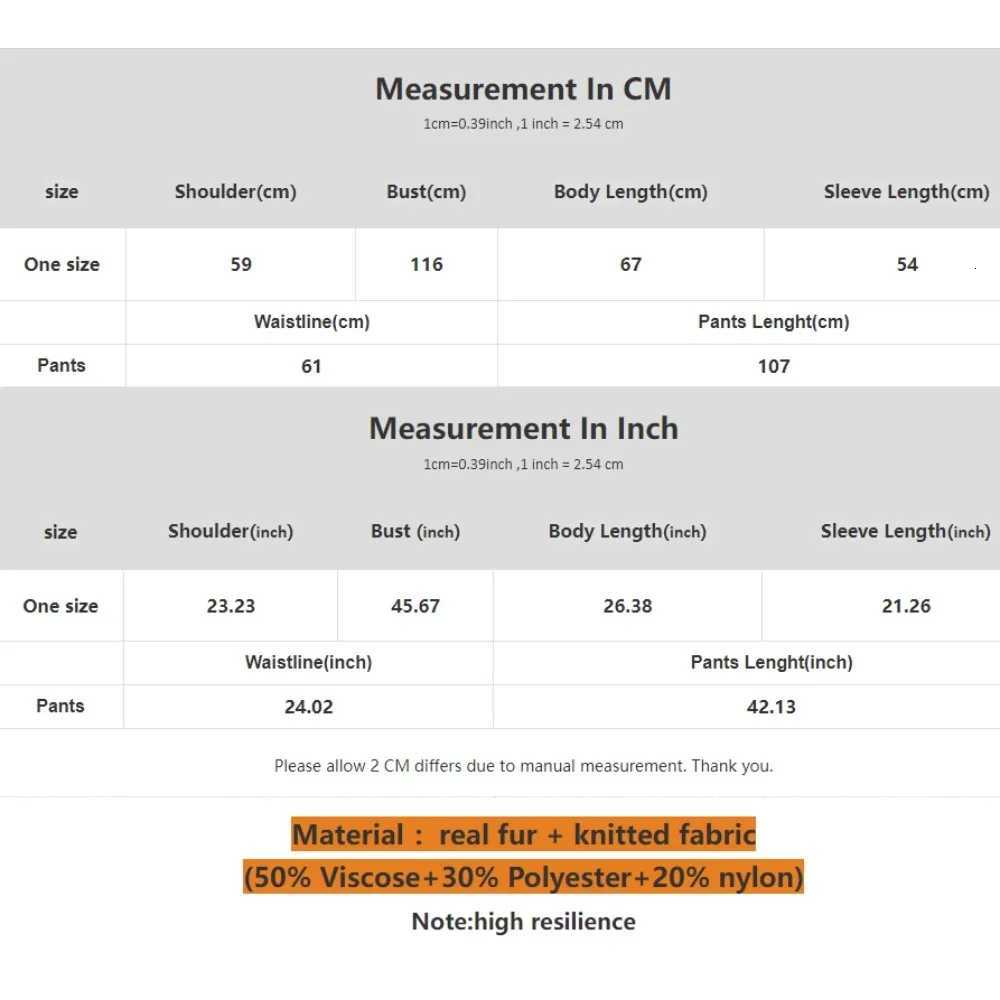 Rety Fur Jacket Sweater Real Fur Collar Autumn Winter Women Sweater Suit Female Raccoon Fur Pullovers Trousers Set Lady W251105