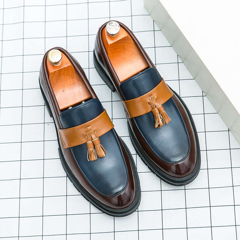 Large size new casual fashionable business formal shoes, men's wedding shoe covers, fringed small leather shoes