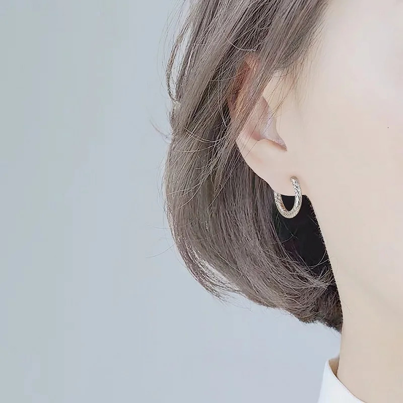 1 Pair Stainless Steel Ear Buckle Earrings For Women SteelColor Fadeless Hypoallergenic Hoop Earring Jewelry 251131