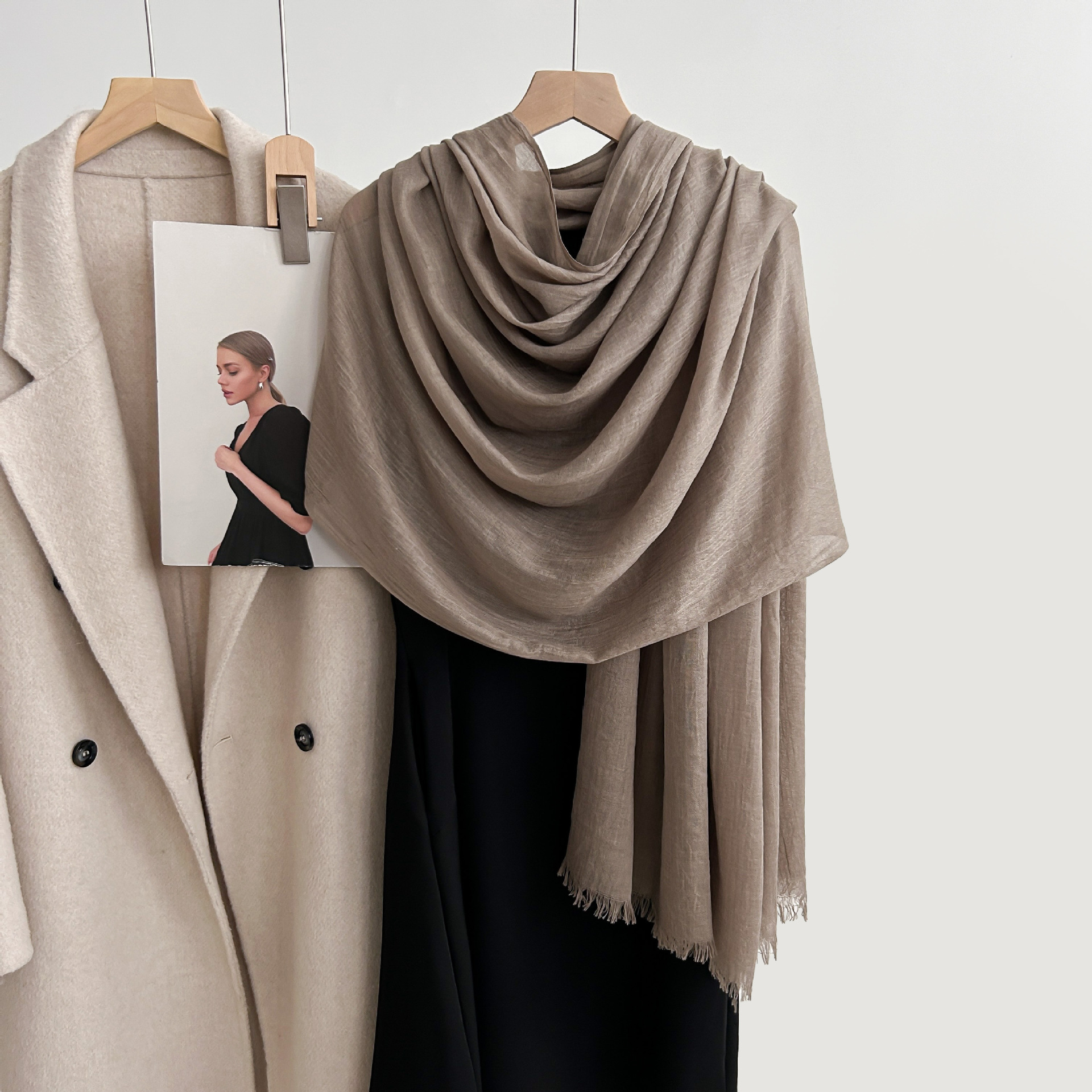 K308 Cotton and linen scarf high-end spring and summer all-match pure color Japanese and Korean atmosphere gauze scarf sunscreen shawl simple neck sca