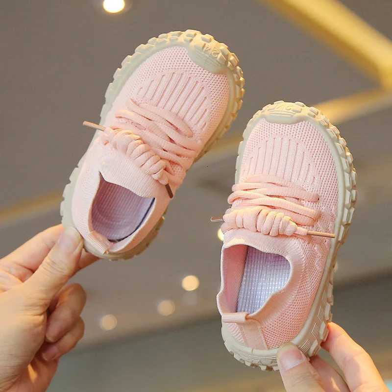 Knitted Sneakers Children Boys Girls Breathable Sport Shoes Casual Kids Soft Sole Flat Shoes Child Baby Knit Board ShoesT251105