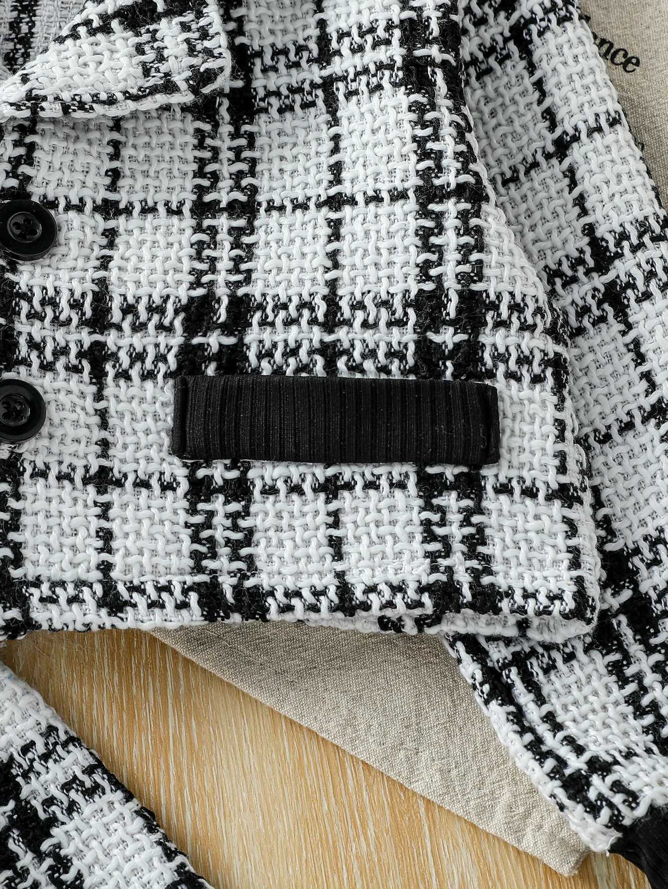 Kids 2025 Autumn/Winter Sleeveless Plaid Dress Plaid Long Sleeve Jacket With Button For 1-6Y Girls Active Fashion Dress Set Y251105