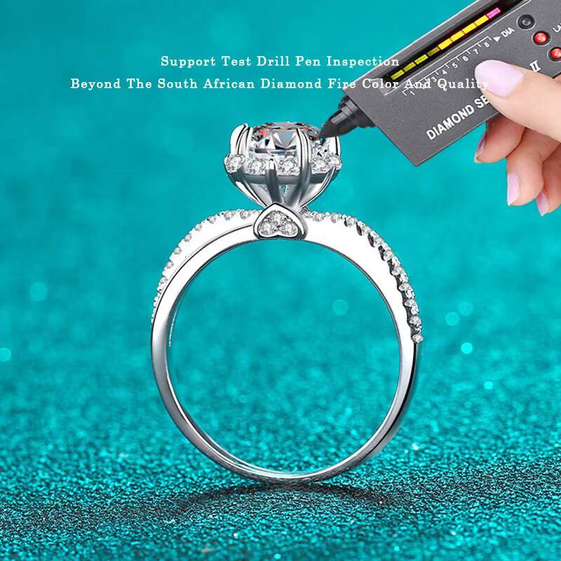 AZ633-J 1CT Moissanite Diamond Eternity Ring 925 Sterling Silver Wedding Engagement Customizable High Quality Jewelry