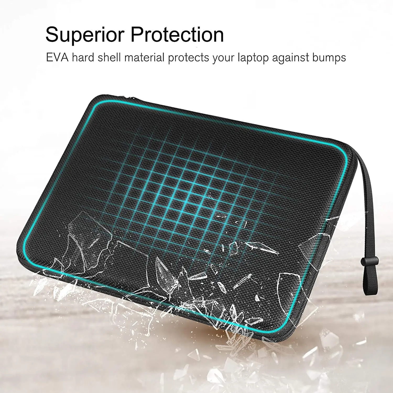 13 14 156 inch Laptop Sleeve Bag Shockproof Computer Bag Waterproof EVA Protective Carrying Case Black with Straps251105