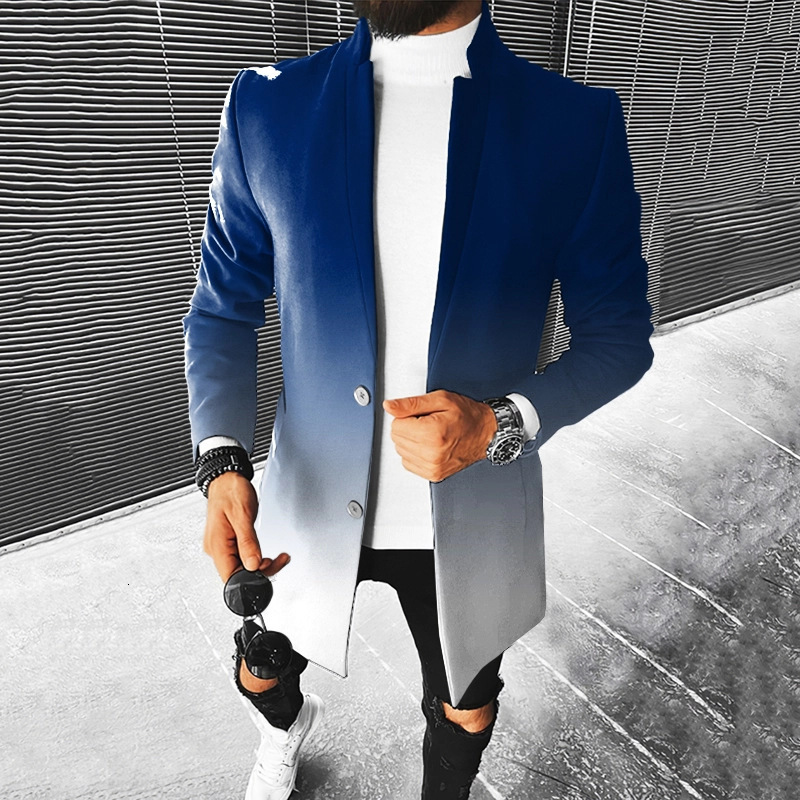 Autumn and winter new mens woolen stand collar mid length coat woolen coat mens style