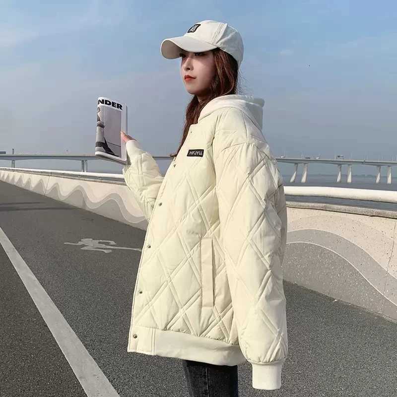 New Bread Suit Womens Winter Down Cotton Jacket Short Zipper Loose Trench Coats Female Causual Parkas Outerwear Warm Basic CoatT251105