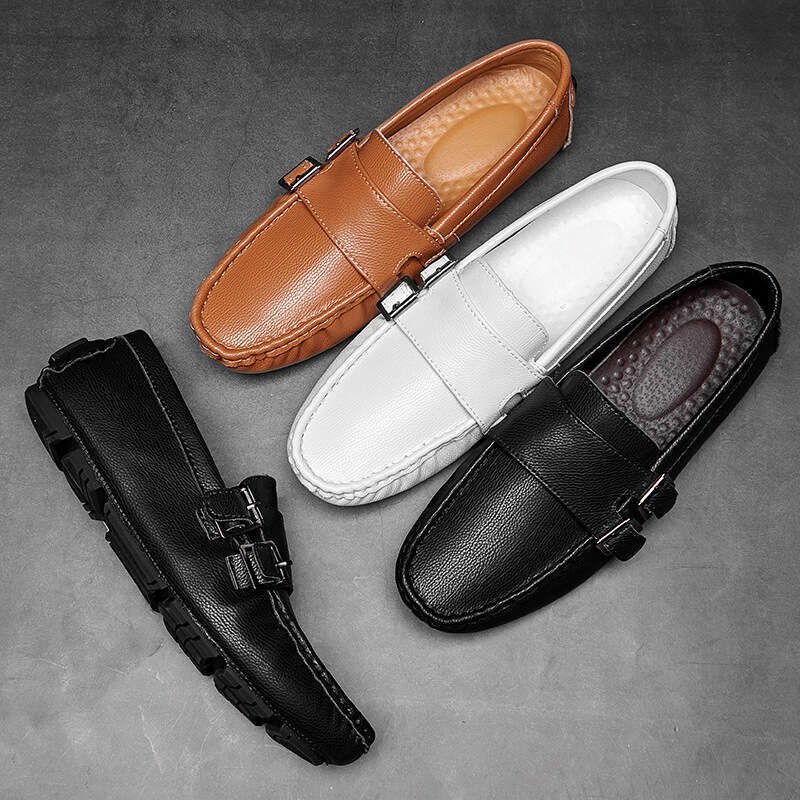 Big size Doudou for spring and autumn new style men's leather shoes, sizes 38-47, slip on casual driving shoes