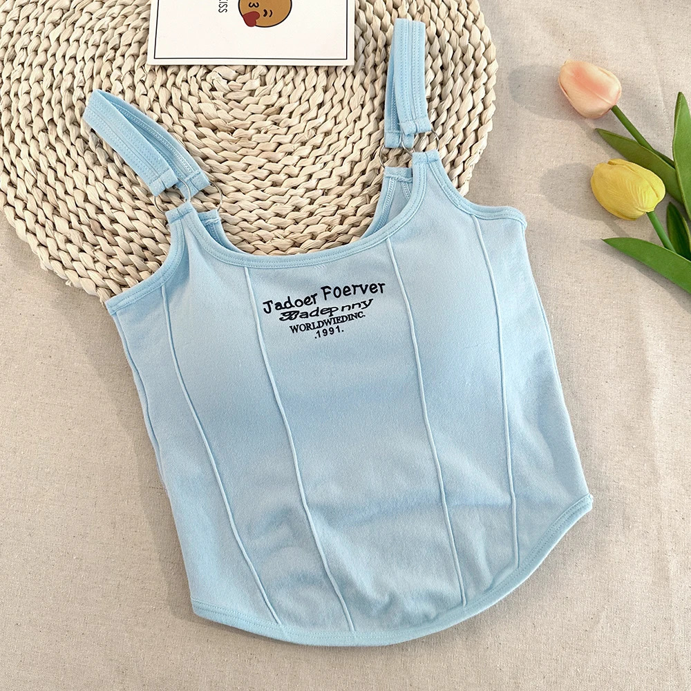 Alphabet printed crop top womens summer top sexy vest square neckline vest top Y2K non-woven womens crop top padding fashion 250403