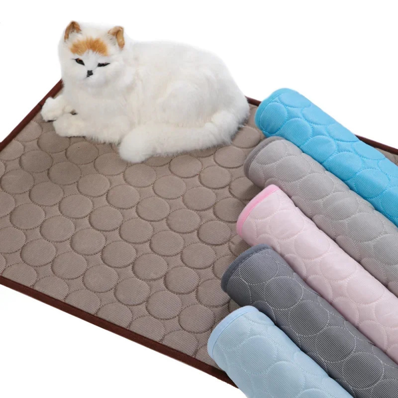 Summer Dog Mat Cooling Summer Pad Mat for Dogs Cat Washable Puppy Big Dog Ice Gel Bed Mattress Cool Mascotas Cushion Blanket 250402