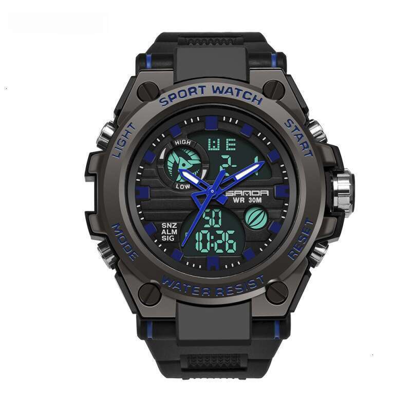 DHwatches Sanda Large Dial Tactical for Men Students Fashion Trend Multifunctional Dual Display Sports Waterproof Electronic Watch
